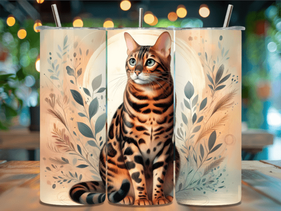Download Floral Bengal Cat Boho Tumbler Wrap - Tumbler Collection