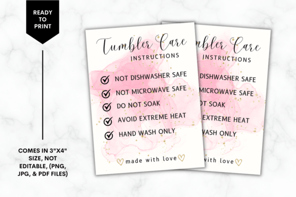 Download Printable Tumbler Care Card - Pink - Tumbler Collection