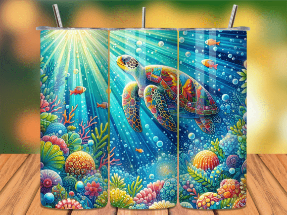 Download Tropical Sea Turtle Coral Tumbler Wrap - Tumbler Collection