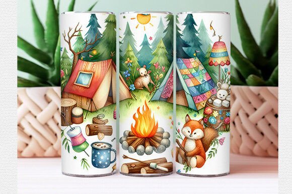 Download Summer Camping Tumbler Wrap - Tumbler Collection