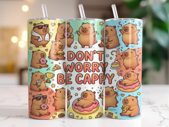 Download Cute Capybara 20oz Tumbler Wrap Design - Tumbler Collection