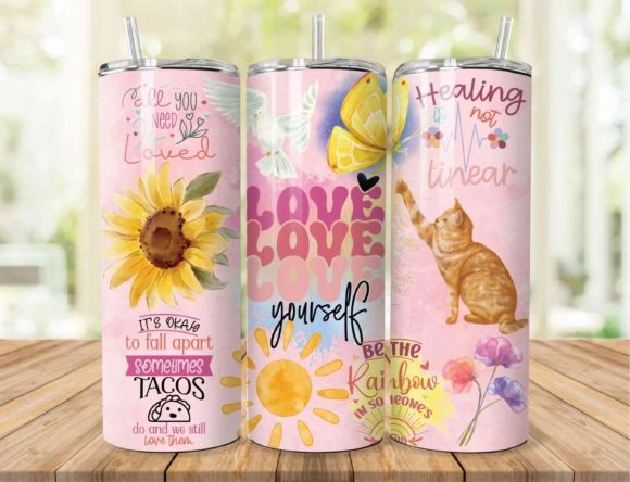 Download Positive Vibes Collage Tumbler Wrap - Tumbler Collection