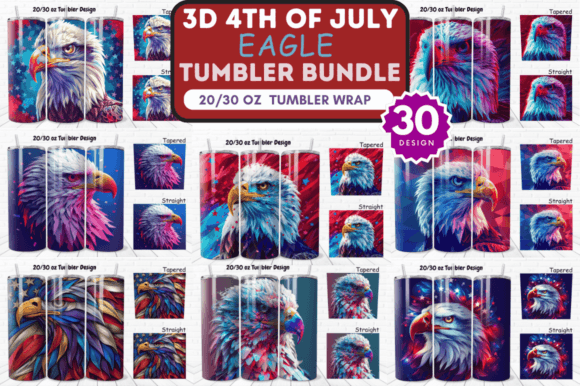 Download 3D 4th of July Eagle Tumbler Wrap Bundle - Tumbler Collection