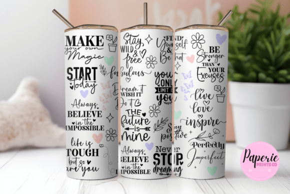 Download Positivity 20 Oz Skinny Tumbler Wrap Png - Tumbler Collection