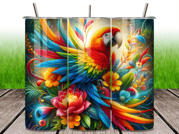 Download Colorful Parrot Tropical Floral Tumbler - Tumbler Collection