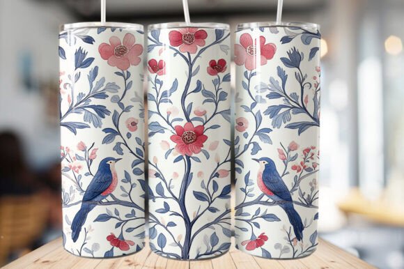 Download Vintage Bird &amp; Flowers Tumbler Wrap - Tumbler Collection
