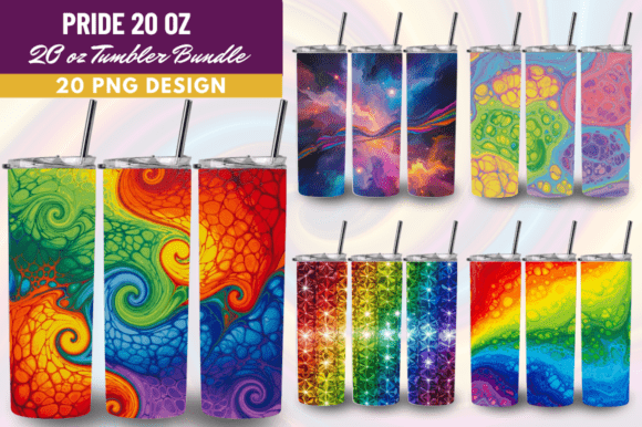 Download Rainbow Fluid Art Tumbler Wrap Bundle - Tumbler Collection