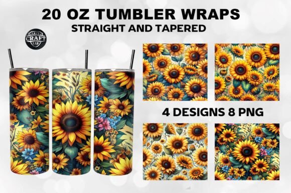 Download Sunflowers Skinny 20oz Tumbler Wrap PNG - Tumbler Collection