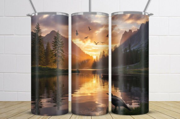 Download Golden Sunset Lake Landscape Tumbler - Tumbler Collection