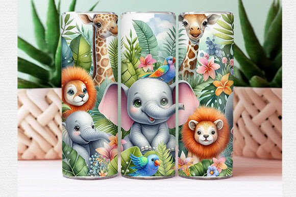Download Watercolor Tropical Animal Tumbler Wrap - Tumbler Collection