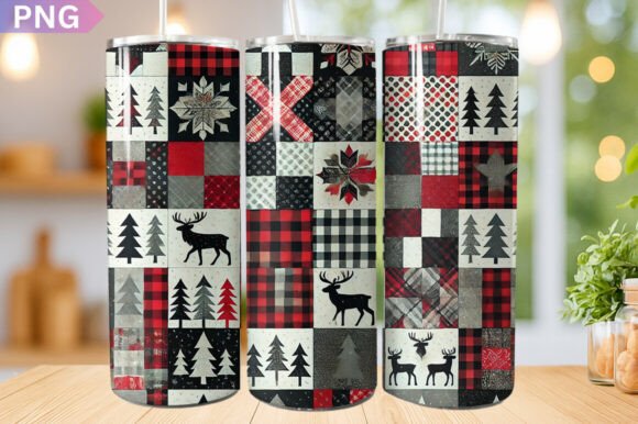 Download Buffalo Plaid Deer Glitter Tumbler Wrap - Tumbler Collection