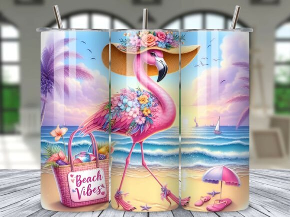 Download Beach Day Flamingo Tumbler Wrap Design - Tumbler Collection