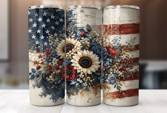 Download Rustic Patriotic Sunflower Tumbler Wraps - Tumbler Collection
