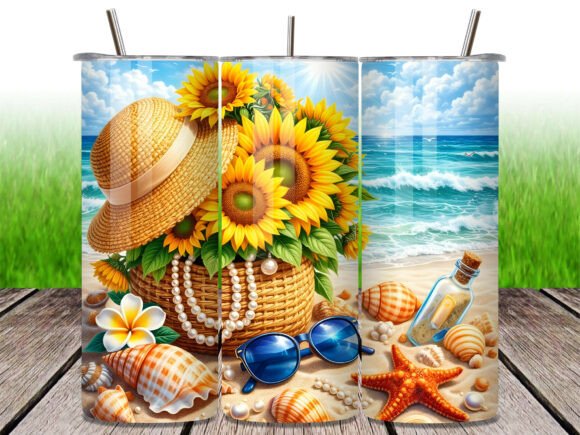 Download Beach Sunflower Shell Summer Tumbler PNG - Tumbler Collection