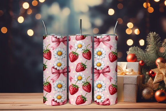 Download Strawberry Coquette Bow Tumbler Wrap PNG - Tumbler Collection