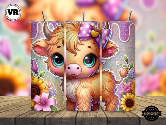 Download Cute Highland Cow Wrap PNG for Tumbler - Tumbler Collection