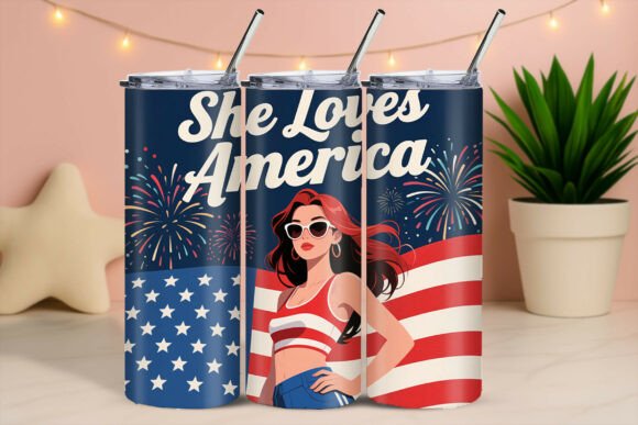 Download She Loves America Fireworks Girl Tumbler - Tumbler Collection