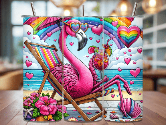Download Rainbow Beach Flamingo Drink Tumbler - Tumbler Collection