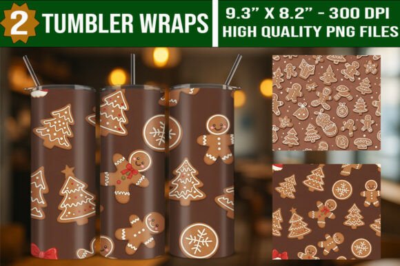 Download Gingerbread Holiday Tumbler Wraps Bundle - Tumbler Collection