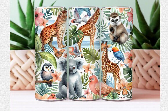 Download Watercolor Tropical Animal Tumbler Wrap - Tumbler Collection