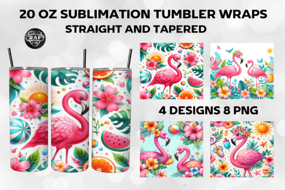 Download Summer Flamingo Flowers Tumbler Wraps - Tumbler Collection