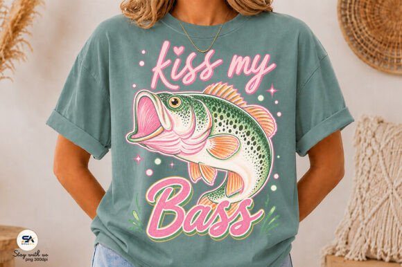 Download Preppy Kiss My Bass Fishing PNG - Fishing png Collection
