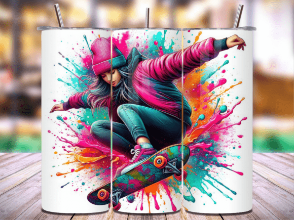 Download Skater Girl 20oz Tumbler Wrap PNG Vol.1 - Tumbler Collection