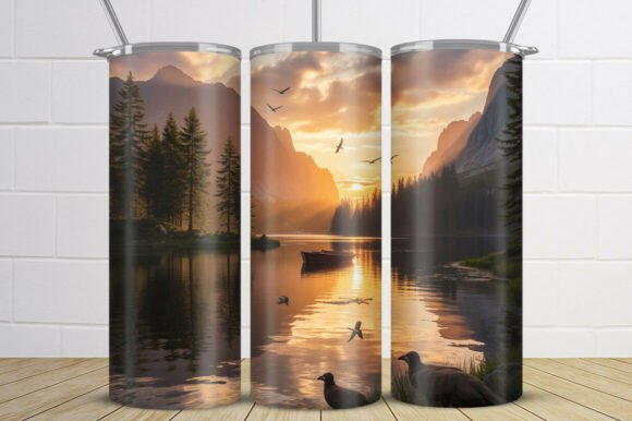 Download Golden Sunset Lake Landscape Tumbler - Tumbler Collection