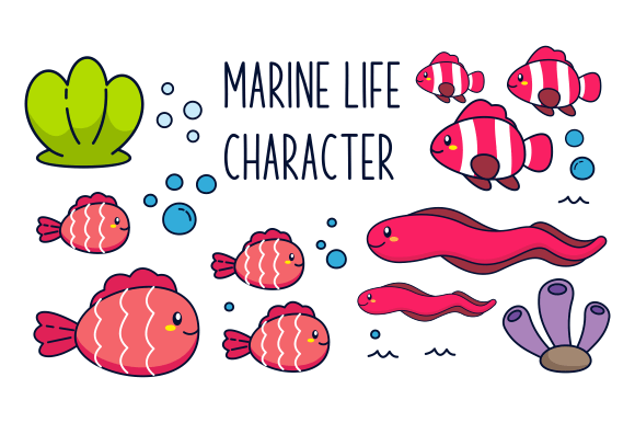 Download Marine Life Vector Cartoon Ocean - Marine life Collection