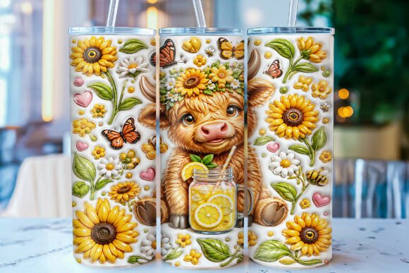 Download Inflated Highland Cow Sunflower Tumbler - Tumbler Collection