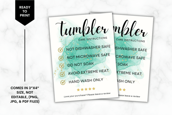 Download Printable Tumbler Care Card - Green - Tumbler Collection