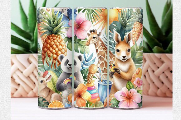 Download Watercolor Tropical Animal Tumbler Wrap - Tumbler Collection