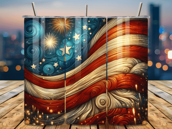 Download Vintage USA Flag Fireworks Tumbler Wrap - Tumbler Collection