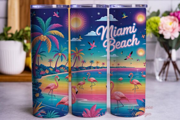 Download Miami Beach Flamingo 20oz Tumbler Wrap - Tumbler Collection