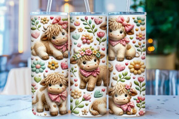 Download Inflated Highland Cow Tumbler Wrap PNG - Tumbler Collection