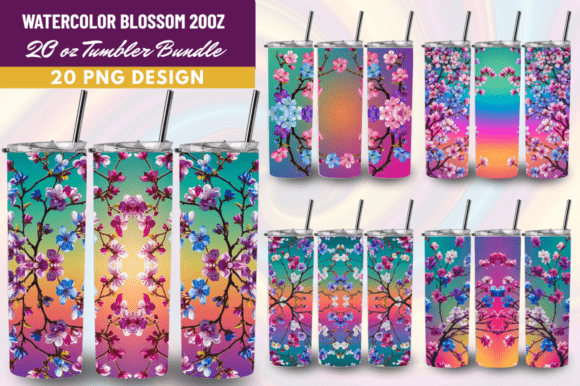 Download Watercolor Blossom 20 Oz Tumbler Bundle - Tumbler Collection