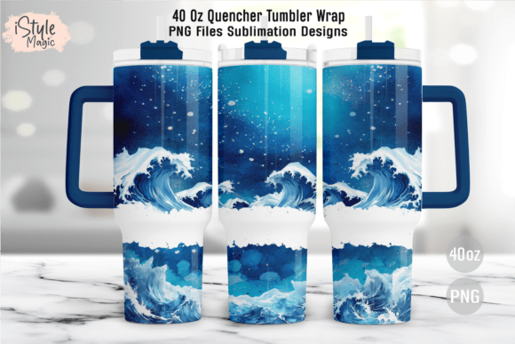 Download Ocean Waves Summer 40oz Tumbler Wrap PNG - Tumbler Collection