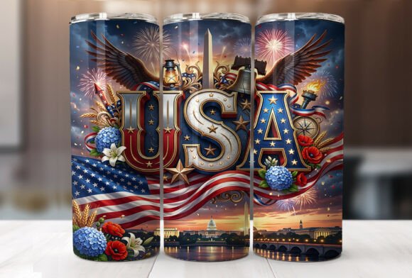 Download Patriotic USA Flag Tumbler Wrap PNG - Tumbler Collection