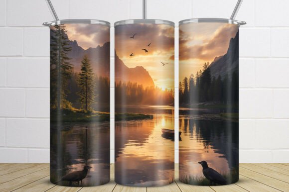 Download Golden Sunset Lake Landscape Tumbler - Tumbler Collection