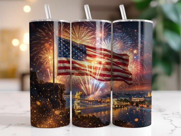 Download Patriotic USA Flag Fireworks Tumbler PNG - Tumbler Collection
