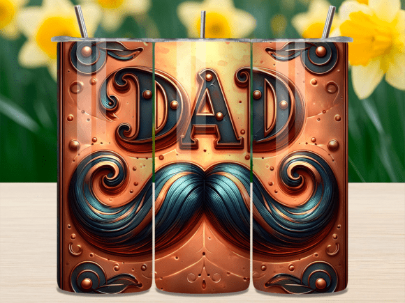 Download Vintage Copper Mustache Dad Tumbler Wrap - Tumbler Collection