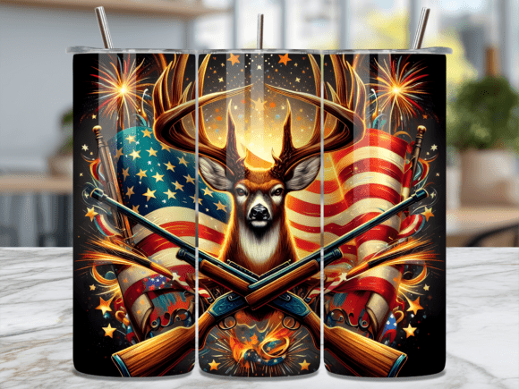 Download Hunting Deer Flag USA Fireworks Tumbler - Tumbler Collection