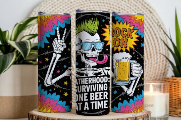Download Punk Rock Skeleton Dad Tumbler Wrap PNG - Tumbler Collection
