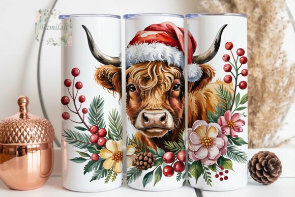 Download Festive Highland Cow Design 20oz Tumbler - Tumbler Collection