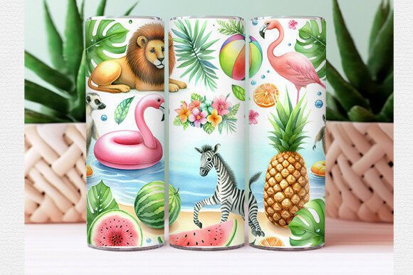 Download Watercolor Tropical Animal Tumbler Wrap - Tumbler Collection