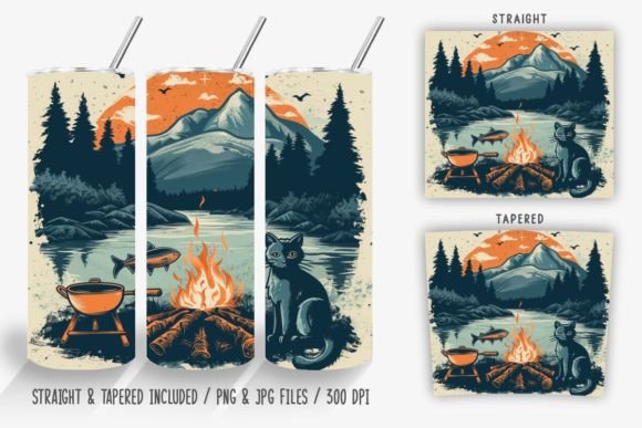 Download Cat Grilling by the Lake Tumbler Wrap - Tumbler Collection