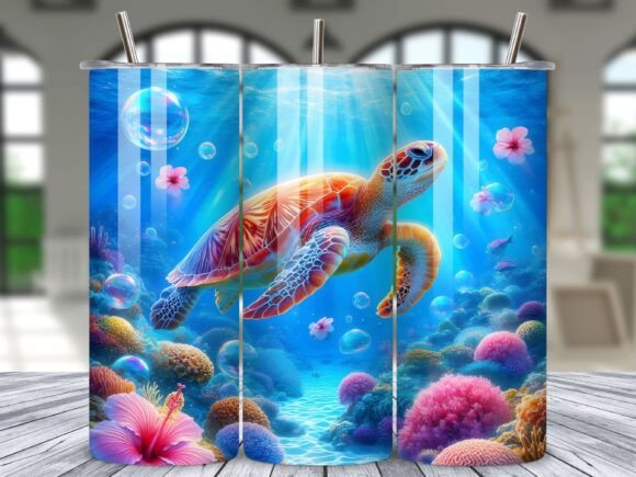 Download Floral Sea Turtle Tumbler Wrap Design - Tumbler Collection