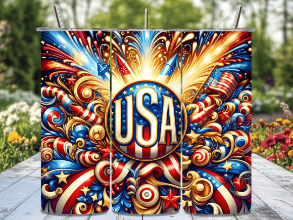 Download USA Patriotic Fireworks Tumbler Wrap - Tumbler Collection