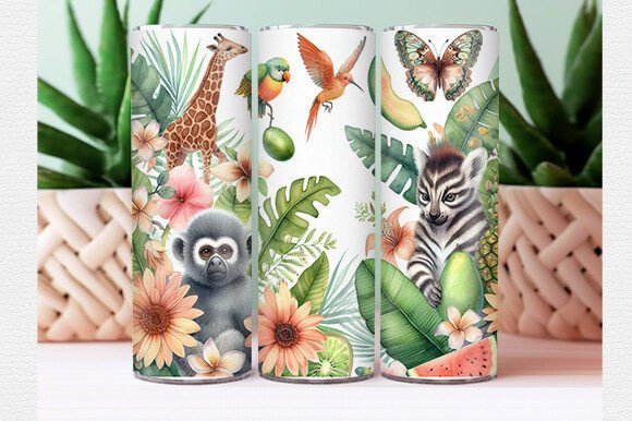 Download Watercolor Tropical Animal Tumbler Wrap - Tumbler Collection